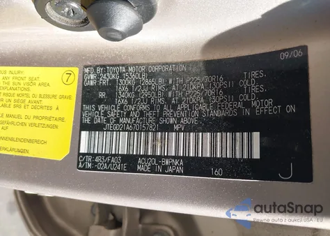 2007 Toyota Highlander из США, поврежденный, VIN JTEGD21A670157821